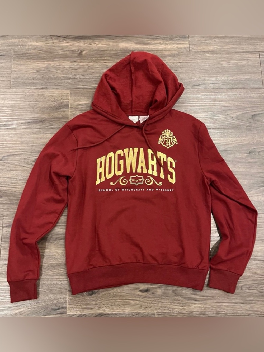 Hogwarts Maroon Hoodie Sweater with Gold Crest
